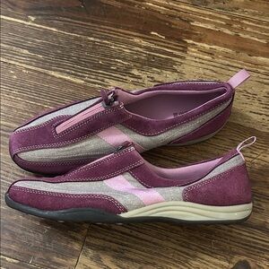 Land’s End Mauve Suede & Canvas ZipUp Casual Sneaker Tread Comforter Travel Sz 9
